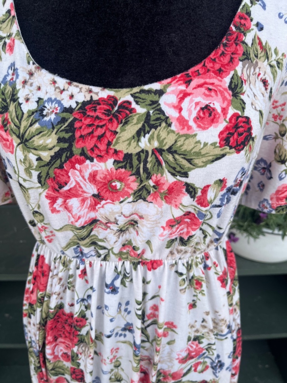 Rose garden short sleeve maxi dress no labels fits size Small 2001 - Picture 2 of 4